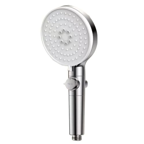 2 Stück Hochdruck-Filter-Duschkopf, runder Handduschkopf, 5 Modi, verstellbares Spray mit Massagebürste, Filter, Regen-Badezimmer-Werkzeug FüR Badezimmer(Sliver) von ZIHDKE