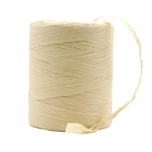 3 Rollen natürliches Raffiagarn, handgehäkelt, faltbares Raffia-Taschen-/Hut-Raffia-Bandseil for Handstricken von Raffia-Strohhüten Für Geschenkverpackung(Beige) von ZIHDKE