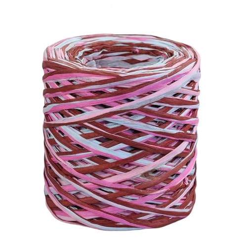 4 rolle 200 cm DIY Bast Papier Band Dekoration Hochzeit for Natürliche Schnur Geschenk Ostern Verpackung Handwerk Für Geschenkverpackung(Pink Red) von ZIHDKE