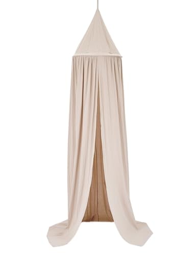 Baumwollstoff Kinder Baldachin handgemachter Bettvorhang Netz niedlicher hängender for Raumdeko Für Mädchen Zimmerdekoration(Beige) von ZIHDKE