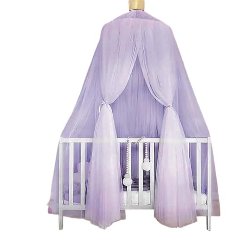 Kid Bettwäsche Moskitonetz Romantische Runde Bett Moskito Net Abdeckung Hing Dome Baldachin for Kinder Schlafzimmer Für Mädchen Zimmerdekoration(Purple) von ZIHDKE