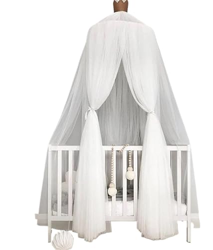 Kid Bettwäsche Moskitonetz Romantische Runde Bett Moskito Net Abdeckung Hing Dome Baldachin for Kinder Schlafzimmer Für Mädchen Zimmerdekoration(White) von ZIHDKE