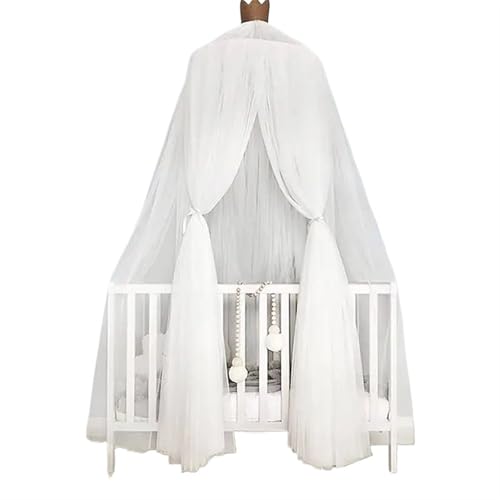 Kid Bettwäsche Moskitonetz Romantische Runde Bett Moskito Net Abdeckung Hing Dome Baldachin for Kinder Schlafzimmer Für Mädchen Zimmerdekoration(White) von ZIHDKE
