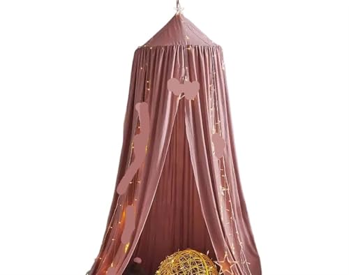 Mädchen Prinzessin Hängen Bett Baldachin Kinder Moskito Net Vorhang Hause Dekoration Wohnzimmer Ecke Spielen Lesen Nook Room Decor Für Mädchen Zimmerdekoration(Brown pink) von ZIHDKE