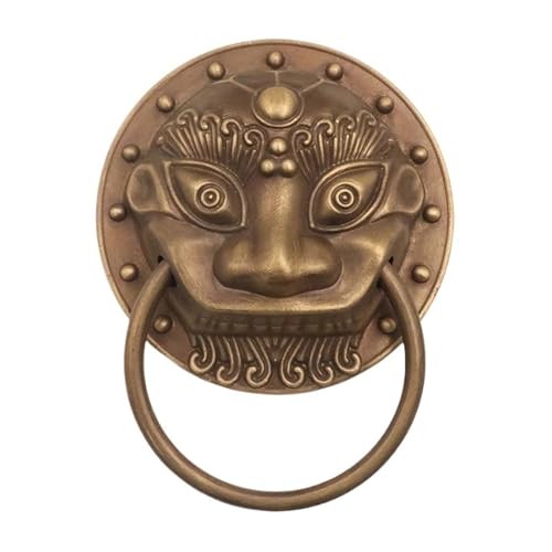 Türklopfer mit Löwenkopf aus Messing, antik, robust, geschmiedet, massiv, Vintage-Griffe, Schranktürdekoration Für Eingangstür Tor(Bronze,35mm) von ZIHDKE