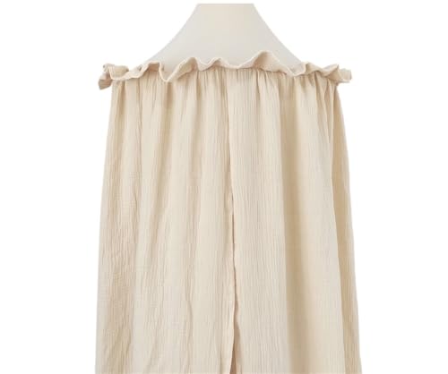 ZIHDKE Hängender Baldachin aus Musselin-Baumwolle mit Rüschen, Bettbaldachin for Kinderzimmer Für Mädchen Zimmerdekoration(Beige) von ZIHDKE