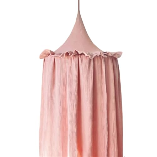 ZIHDKE Hängender Baldachin aus Musselin-Baumwolle mit Rüschen, Bettbaldachin for Kinderzimmer Für Mädchen Zimmerdekoration(Pink) von ZIHDKE