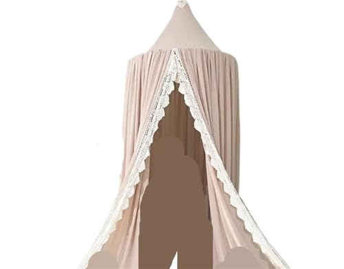 ZIHDKE Spitze Schattierung Bett Baldachin hängen Kuppel Vorhang Prinzessin Spielen Zelt for Raumdekoration Für Mädchen Zimmerdekoration(Light Orange) von ZIHDKE