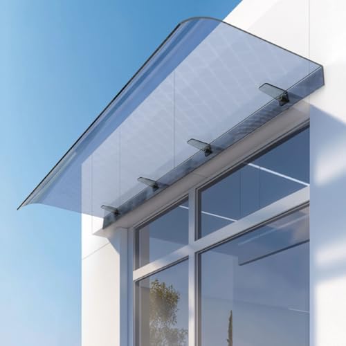Vordach für Haustür Überdachung Transparent Polycarbonat Pultvordach Überdachung Extrem Witterungsbeständig für Balkon Sonnenschutz Regenschutz(50 * 120cm/19.7 * 47.2in) von ZIHESY