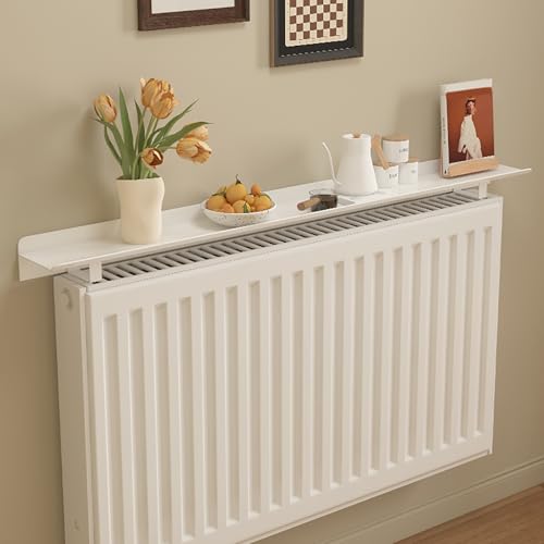 ZIHESY Heizkörper Regal Weiß Heizung Regal mit Halterung 2-In-1 Staubdichte Aufbewahrung Aluminium Heizungsregal, Maximiert Den Platz Modernes Aufbewahrungsregal(80cm/31.5in) von ZIHESY