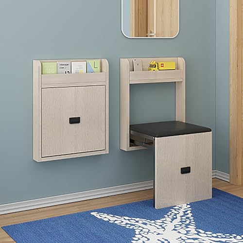 ZIHESY Wandklappstuhl Unsichtbarer Hocker zur Wandmontage Wandhocker, Unsichtbarer Schuhwechselhocker Aus Holz, Einziehbar Zusammenklappbar Tragkraft: 330 Kg für Flur(Oak) von ZIHESY