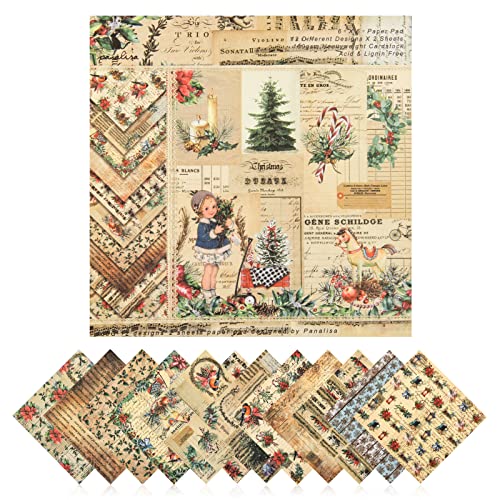 ZIIVARD 24 Blatt Vintage Weihnachten Scrapbook Papier braun einseitig Karton Deko Papier für DIY Fotoalbum Junk Journal Tags 15,2 x 15,2 cm von ZIIVARD