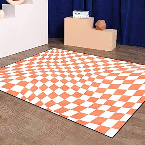 ZIJIAGE Moderner Teppich, Kaschmirimitat, Abstrakt, Verzerrt, Schachbrettmuster, rutschfeste Teppichmatte, Für Schlafzimmer, Nachttisch, Wohnzimmer, Küche,B,100 * 150cm von ZIJIAGE