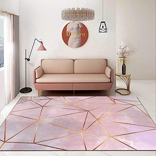 ZIJIAGE Teppich Teppich, Moderne Grau Rosa Gold Linie Geometrie Teppich, Für Schlafzimmer, Bett, Wohnzimmer, Dekorative Teppiche Mat.-Nr,150 * 200CM von ZIJIAGE