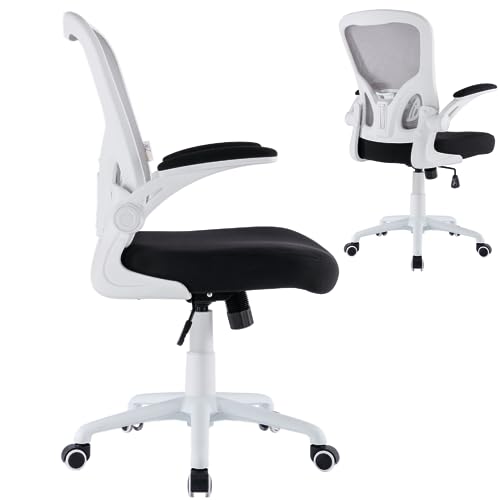 ZIK - Bürostuhl mit Armlehnen, ergonomischer Drehstuhl für Arbeit und Studium mit Rollen, ausgestattet mit Lendenwirbelstütze und verstellbarer Höhe, ergonomische Stühle (weiß) von ZIK