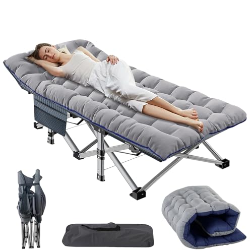 ZIKEBTUY Campingbett Klappbar Feldbett 190×71×36cm Tragfähigkeit 200 Kg 1200D Oxford-Gewebe Gästebett mit Matratze und Seitentasche Klappbett für Outdoor Indoor Garten Camping von ZIKEBTUY