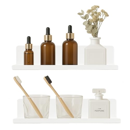 ZILAMGOO Wand-Organizer aus weißem Acryl, 30,5 cm, selbstklebend, Wand-Organizer, Kleberegal, schwebende Regale für die Wand für Büro, Schlafzimmer, Wohnzimmer, Badezimmer, Küche (2) von ZILAMGOO