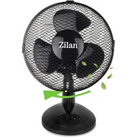 Tischventilator Ø30 cm 35 Watt Ventilator Rotation zuschaltbar oszillierend leiser Betrieb - Schwarz - Zilan von ZILAN