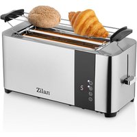 Scheiben Edelstahl Toaster Mit Brötchenaufsatz und Krümelschublade Toaster Toastautomat Röstautomat 1400 Watt Edelstahl-Gehäuse 7 Stufen Digitales von ZILAN