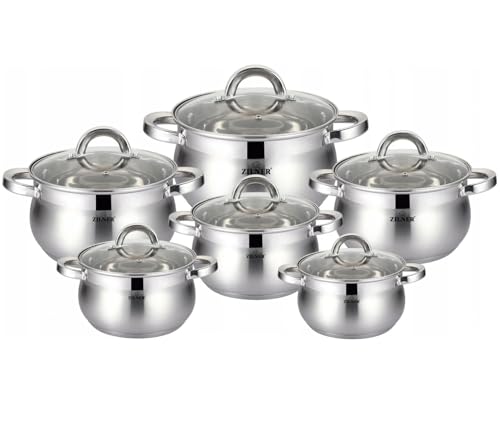 12-Tlg. Edelstahl Töpfset Kochtopfset Zilner Topfset Induktion, Töpfe beschichtet, Kochtopf Set| Kochgeschirr Set, Topfset induktionsgeeignet Zl-8101 von ZILNER