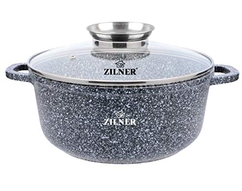 Marmor Töpf Kochtopf 6.8L 28cm mit Glasdeckel Keramikbeschichtung ZILNER ZL-7074 von ZILNER