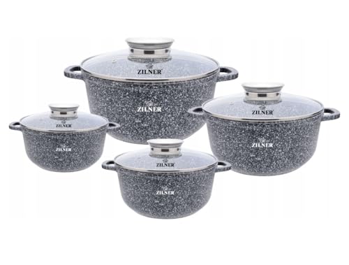 Zilner 8-TEILIGES KERAMIK-MARMOR-SET Kochtopf Set | induktions Töpfe Set, Kochtöpfe, Töpfe Induktion | Kochgeschirr Set, Topfset induktionsgeeignet ZL-007078 von ZILNER