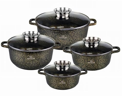 Zilner 8-teiliges Topfset marmoriert-keramisch beschichtet Töpfe beschichtet, Kochtopf Set| Kochgeschirr Set, Topfset induktionsgeeignet ZL 7209 von ZILNER
