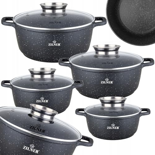 Zilner 8-tlg. Topfset,Topfset Induktion, Kochtopf Set|induktions Töpfe Set, Kochtöpfe, Töpfe Induktion Topfset induktionsgeeignet ZL-7320 von ZILNER