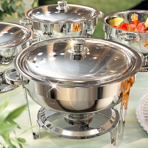 Chafing Dishes for Buffet 4 Pack, 6QT [Worry-Free Assemble] Food Warmers for Parties Buffet [Mirrorlike Polished Finish Stainless Steel Round Chafing Dish Buffet Set with Complete Set] von ZILODE