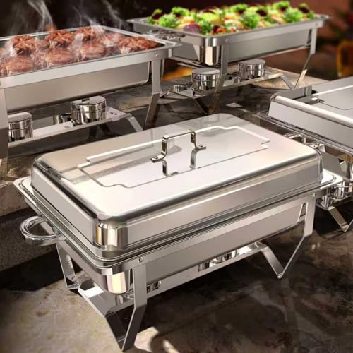 Chafing Dishes for Buffet 4 Pack, 9QT [Mirrorlike Polished Finish] Food Warmers for Parties Buffet [No Finger Cut] Roll Edge Designed Chafing Dish Buffet Set for Any Party with Complete Set von ZILODE