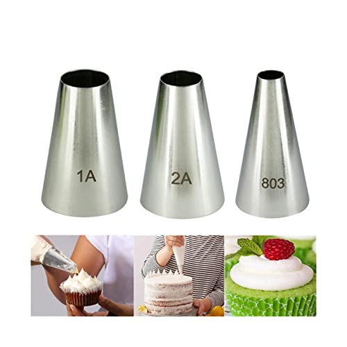 Nahtloser Edelstahlkuchen Dekorieren Tipps Eisrohrdüsen Creme Fondant Gebäck Backwerkzeug # 1a 2a 3a (Color : 3PCS) von ZILOOK