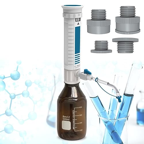 ZILOOK Laborspender (0.4-60 ML), Flaschenaufsatz-FlüSsigkeitsspender, HüLsen-Dosierflasche, Mit Doppeltem Sicherheitsventil/Digitalfenster, FüR Wissenschaftliche Forschung,2-10ML von ZILOOK