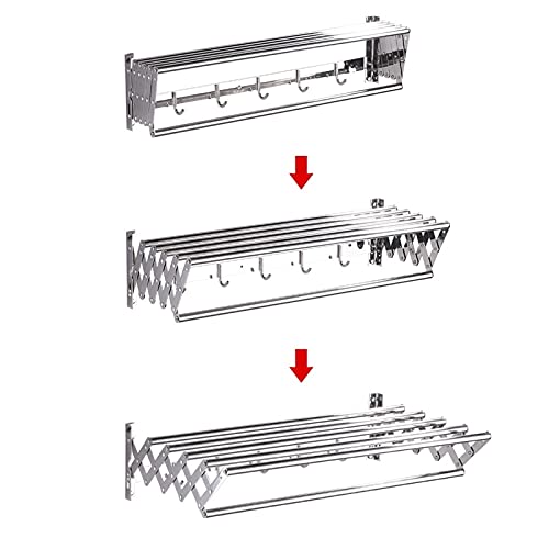 Zusammenklappbarer, ausziehbarer Handtuchhalter, Wäscheständer, Kleidung, faltbar, Wandhalterung, zusammenklappbar, Bad, Kleiderhaken, Kleiderbügel, platzsparend, für Innen- und Außenküche, Hotel von ZILOOK