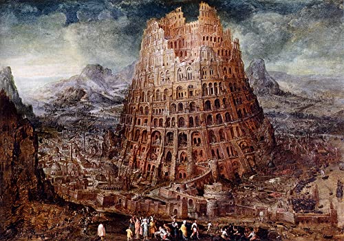 Leinwandbilder Bild Kunst Leinwand Malerei Ölgemälde Turm zu Babel Marten Van Valckenborch I für Wanddekoration 60x90cm von ZIMARO