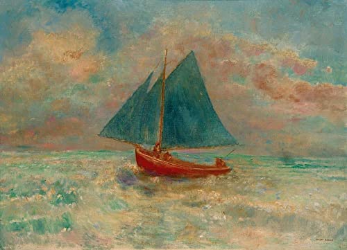 ZIMARO Leinwand Wandbild Kunstdruck Leinwand Malerei Poster Berühmt das rote Boot von Odilon Redon für Flurdekoration 60x90cm von ZIMARO