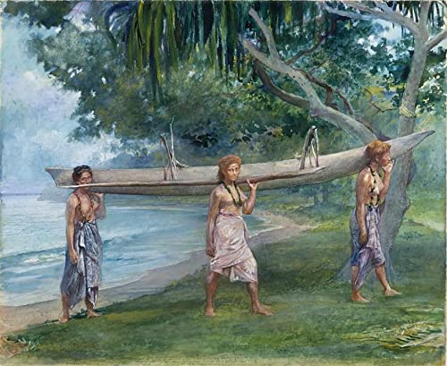 ZIMARO Leinwanddruck Und Poster Wandkunst Bild Reproduktion John La Farge Mädchen tragen ein Kanu Vaiala in Samoa für Wohnkultur 60x90cm von ZIMARO