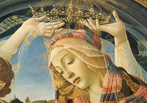 ZIMARO Leinwanddruck Und Poster Wandkunst Bild Reproduktion Maria mit Kind und fünf Engeln von Sandro Botticelli für Wohnkultur 60x90cm von ZIMARO