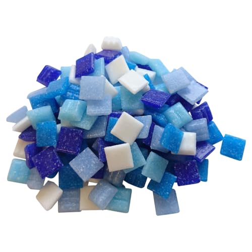 Zimasi 900g Glasmosaiksteine – 1x1 cm, ca. 1350 Stück – Premiumqualität für DIY-Projekte, Basteln, Mosaikdekorationen – Verlegefläche ca. 36 x 36 cm – Innen- und Außenbereich (Blaumix) von ZIMASI