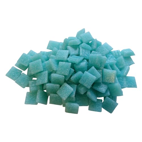 Zimasi 900g Glasmosaiksteine – 1x1 cm, ca. 1350 Stück – Premiumqualität für DIY-Projekte, Basteln, Mosaikdekorationen – Verlegefläche ca. 36 x 36 cm – Innen- und Außenbereich (Türkisgrün) von ZIMASI