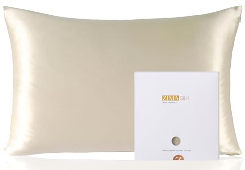 ZIMASILK Kissenbezug aus 100% Seide für Haare und Haut. Doppelseitige 19 Momme Reine Maulbeerseide Kissenhülle mit Reißverschluss, 1 Stück.(80x80 cm, Beige) von ZIMASILK