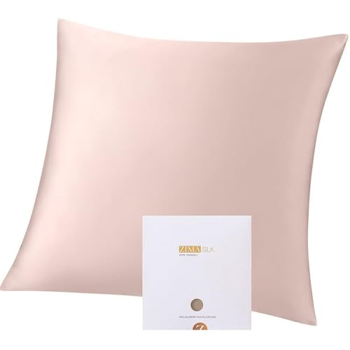 ZIMASILK Kissenbezug aus 100% Seide für Haare und Haut. Doppelseitige 19 Momme Reine Maulbeerseide Kissenhülle mit Reißverschluss, 1 Stück.(80x80 cm,Rosa) von ZIMASILK