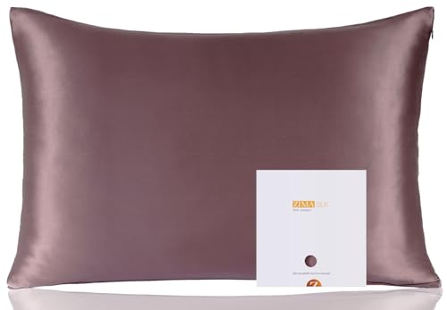 ZIMASILK Kissenbezug aus 100% Maulbeer-Seide, schön für Haar und Haut, beidseitig aus 19-Momme-Seide, 1 Stück, Standard-Größe 50 x 75 cm, Grau-Violett (Gray Purple) von ZIMASILK