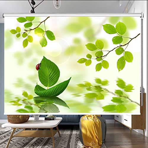 Rollo Rollos Grüner Verdunkelungsrollo, Stoffrollos mit Blattmuster, Innenküchenwohnzimmer-Fenstervorhang, Leicht Nach Unten und Oben zu Ziehen (Color : W x H, Size : 120CM x 220cm(3.9FT x 7.2FT)) von ZIMGOD