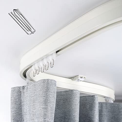ZIMGOD Vorhangschiene Deckengardinenstange Weiß, Flexible Gardinenstange für Wohnzimmer/Erker/Loft, Gardinenstangen für Wandteiler - Einschließlich Haken (Size : 220cm/7.2ft) von ZIMGOD