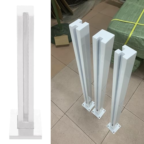 Zaunsäulen Glasgeländer Weißer Quadratischer Geländerpfosten aus Glas 50 - 130 cm, Edelstahl 304 Glasbalustraden-Geländerklammer, Hochleistungsglasplattenpfosten, Zaun-Handlauf-Set ( Color : White-End von ZIMGOD