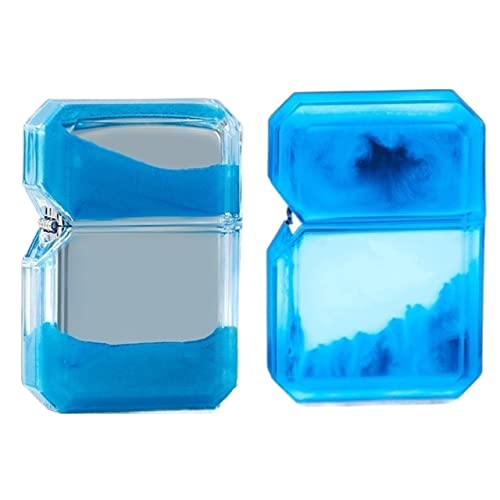 Winddichtes Feuerzeug, nachfüllbare Feuerzeuge, Rad-Kerosin-Feuerzeug (Treibsand + leuchtender transparenter Ölbehälter), schönes Geschenk (Color : Blue Kerosene) von ZINGINGEN