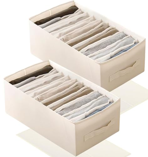 ZINQATUN Aufbewahrungsboxen - 2 Stück-Boxen-Set - extra große Kisten für Kleiderschrank 44x25x17 cm - faltbare Organizer - Ordnungsboxen in Grau-Beige von ZINQATUN