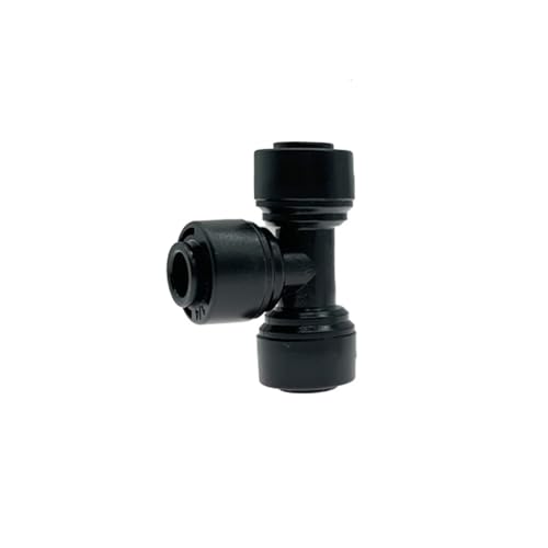 10 Stück Rohraußendurchmesser 1/4 Zoll T-Stück Typ Kunststoff 3-Loch-Rohr RO-Anschluss mit Push-to-Connect-Nebeldüse T-Form Schnellverschraubungen(10 pcs black) von ZINTCBLGE