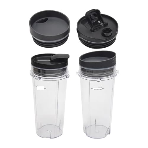 2 Stück 16 OZ Becher mit vier Deckeln, Mixer-Ersatzteile, kompatibel mit Ninja BL660 BL770 BL740/QB3000/BL810 Mixer-Y48A von ZINTCBLGE