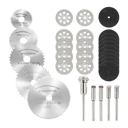 32/31-teiliges Mini-Kreissägeblatt, Metall-Trennscheibe, Rotationswerkzeuge, Kompatibel Mit Dremel-Zubehör, Holzschnitzscheibe, Schleifscheibe(30pcs) von ZINTCBLGE